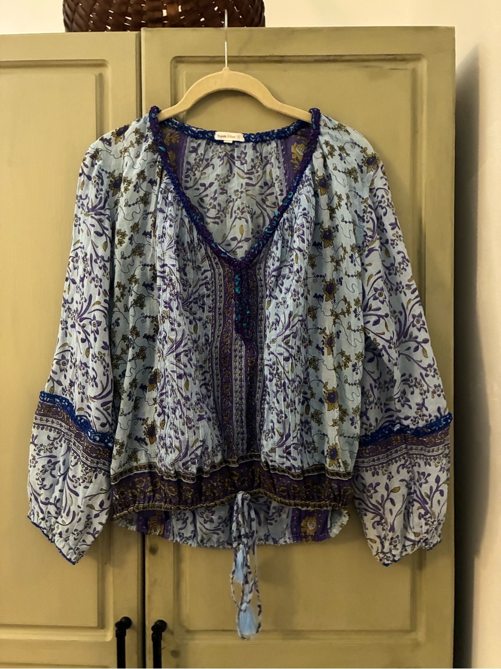 POUPETTE ST BARTH ARIEL COTTON FLORAL BLOUSE SZ S